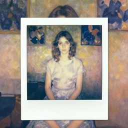 a girl in a room, old polaroid by goya, by schiele, digital painting, jugendstil, strong lights, flat colors, pastel colors,