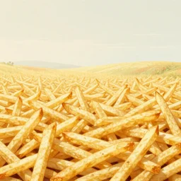 An infinite meadow filled with French fries