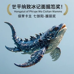 photo of an exotic large sea creature, plain light blue background, dslr, fine details, soft light, in the style of hokusai