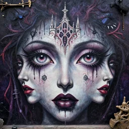 a satanic day at disneyland, perfect eyes, detailed faces, outsider art, esoteric art,