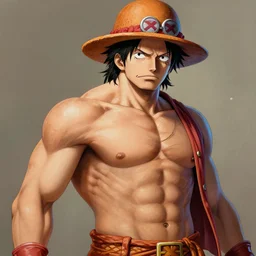 nic cage as monkey d luffy, buff, painted portrait, highly detailed,
