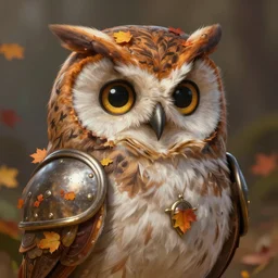cute autumnal owl knight, d & d, fantasy, portrait, highly detailed, digital painting, trending on artstation, concept art, sharp focus, illustration, art by artgerm and greg rutkowski and magali villeneuve
