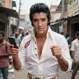 Elvis Presley in a slum in Mumbai, XF IQ4, 150MP, 50mm, F1.4, ISO 200, 1/160s, natural light