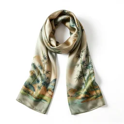bamboo silk scarf, professional product shot, isolated on a pure white background, centered, entire object in frame, sharp focus, soft studio lighting