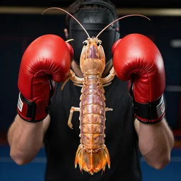 a mantis shrimp wearing boxing gloves