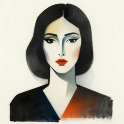 abstract portrait of a woman, in the style of herbert bayer