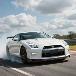 cloud strife driving a nissan gt - r
