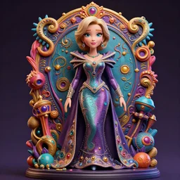 angela lansbury as a pixar figurine vibrant hyperrealistic maximalism mystical ornate intricate