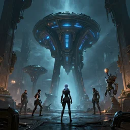 dark river street mothership mass effect andromeda krogan base wallpaper 3 d pixar disney digital cgi rtx hdr painting bioluminance alena aenami artworks in 4 kby jesper ejsing, feng zhu and loish beeple, by thomas kinkade 2 2 2 2