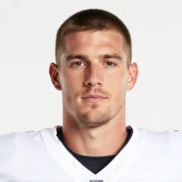 headshot of a man on a white backdrop, quarterback cole briarson, aged 2 1 years old, a stock photo by mac conner, associated press photo