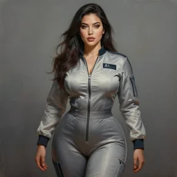 epic professional digital art of attractive curvy female asian wearing air force jumpsuit, painting, by leesha hannigan, iris van herpen, artstation, cgsociety, wlop, epic, much wow, much detail, gorgeous, detailed, cinematic, masterpiece
