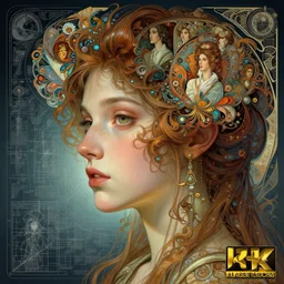 fractal princess, highly detailed face, wide angle, digital painting, artstation, concept art, sharp focus, illustration, art by greg broadmore and arthur rackham,, artgerm, bob eggleton, stephen hickman, richard corben, wayne barlowe, greg rutkowski, alphonse mucha, 8 k trending on artstation, light lighting side view, digital art, surrealism, macro, blueprint, vaporwave,