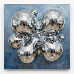 kinetic art chrome blob oil painting