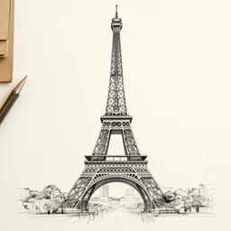 reject design for the eiffel tower, old architect drawing