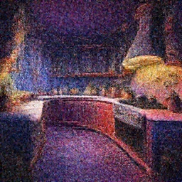 curved perspective digital art of a vibrant dark kitchen from Tim Burtons Nightmare Before Christmas by Petros Afshar