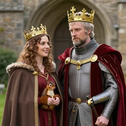 male king arthur and his squirrel wife, photo, crown