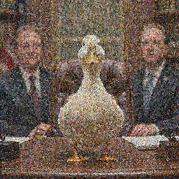 hyperrealistic mixed media image of a duck standing in the desk in the oval office, stunning 3 d render inspired art by istvan sandorfi and greg rutkowski, perfect facial symmetry, realistic, highly detailed attributes and atmosphere, dim volumetric cinematic lighting, 8 k octane extremely hyper - detailed render, post - processing, masterpiece,