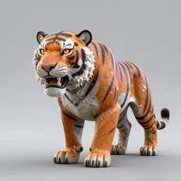 a steamcore sabertooth tiger, appgamekit, 3 d rendered from stone and diamond, modern,