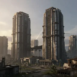 a beautiful very detailed render of building assembly abandoned industrial architecture urbex city architecture by ivan aivazovsky, laser at dawn dramatic lighting vice city sci - fi, archdaily, wallpaper, highly detailed, trending on artstation.
