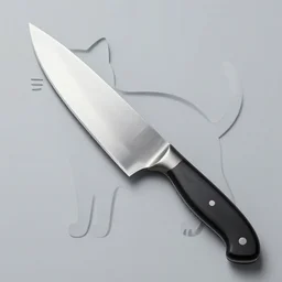 knife, blade shaped like cat,