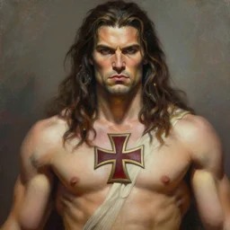namor from marvel comics, closeup portrait, sci fi, fantasy, intricate, with german iron cross on bare chest, elegant, loin cloth, highly detailed, oil painting, artstation, concept art, matte, sharp focus, illustration, hearthstone, art by earl norem