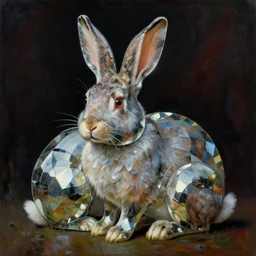 a bunny made of mirrors. highly detailed science fiction painting by norman rockwell, frank frazetta, and syd mead. rich colors, high contrast, gloomy atmosphere, dark background. trending on artstation