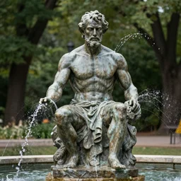 Ash Williams as a fountain statue