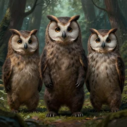 three quarter portrait of an owlbear in the forest, d & d, fantasy, boris vallejo,