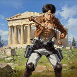 Ultra Realistic Titan from attack on Titan attacking the Parthenon, oil on Canvas intricate, 8k highly professionally detailed, HDR, CGsociety