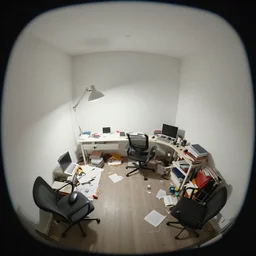 messy room lit by a desk lamp simon stalenhag, fisheye camera, extreme perspective