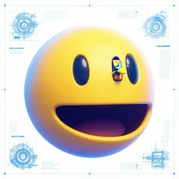portrait of pacman in the style of Rob Lefield and Dan Mumford , trending on artstation, digital art,surrealism ,macro,blueprint ,vaporwave ,