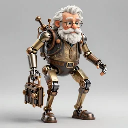 grandfather with mechanical legs, steampunk mechanical pistons, highly detailed, 3d