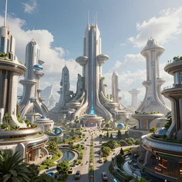 a render of a beautiful utopian futuristic city by gal barkin, unreal engine 5, sci - fi, cgsociety, fantasy