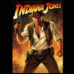 poster of indiana jones, art by art by drew struzan