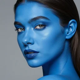 photograph of a beautiful! woman with blue coloured skin skin!!!!!!!!!!. extremely detailed. dslr. 5 0 mm.