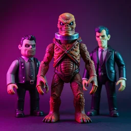 cronenberg flesh monster skeletor by wayne barlow and zdzisław beksinski and donato giancola, action figure, sofubi, studio lighting, colored gels, colored background, xf iq 4, 1 5 0 mp, 5 0 mm, f 1. 4, iso 2 0 0, 1 / 1 6