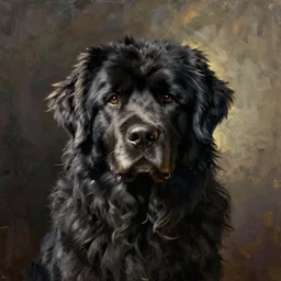portriat of a newfoundland dog, oil painting