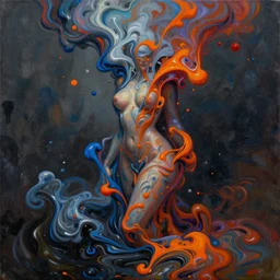 endless fantasy sensual paint pour, greg rutkowski, wlop, oil on canvas, poured paint, paint pour
