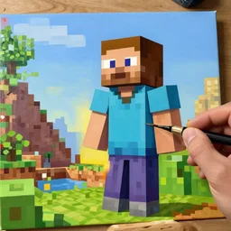 Minecraft Oil and Acrylic Painting, 4k, HD, volumetric lighting -step 50