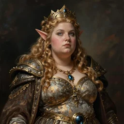 female dwarven queen, chubby short stature | by jeff easley