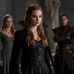 A Film scene with Buffy the Vampire in a scene of Game of Thrones TV Series, high detail