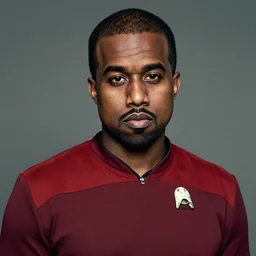 portrait of kanye west as starbuck from battlestar galactica