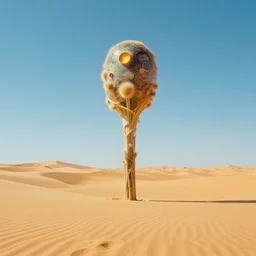 scene on a minimal desert, the concept of technological liberation, a masterpiece, award winning, wonder, striking studio lighting, evokes a sense of joy, digital art, surrealism / skeuomorphic / matte painting by dali da vinci rutkowski botanical artstation