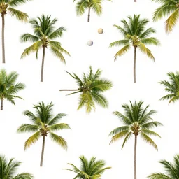 repeating pattern of tropical island palm trees in space with planets