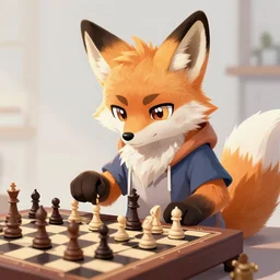 fox fursona chess prodigy playing chess