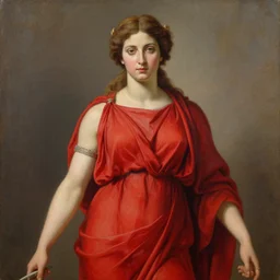 painting of the greek goddess, aphrodite in a red robe, 1 8 8 9, highly detailed, vivid, high quality