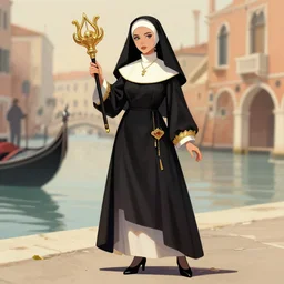 female character design inspired by venice carnival and nun outfit | | art by greg rutswork