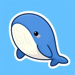 telegram sticker of a cute cartoon whale