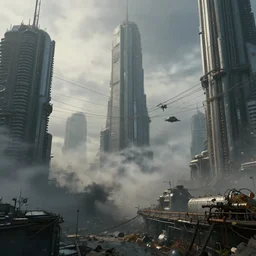 a dystopic future city, cables, pollution, air pollution, post modern, award winning on artstation, trending on deviantart, high detail, photo - realistic, high definiton, ultra realistic, hyper realistic, 4 k uhd,