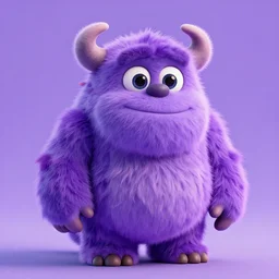 a fluffy purple monster, very cute and adorable, pixar, octane render